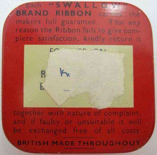 Swallow Brand British Made Typewriter Ribbon Tin - 6,4cm/6,4cm/2cm