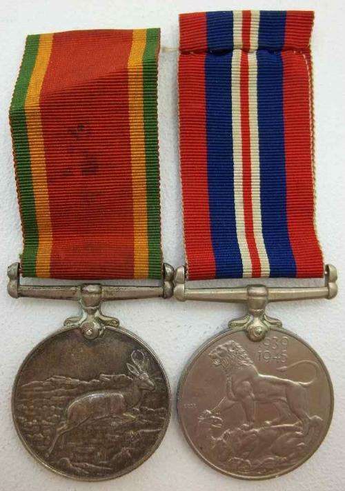 GEORGIVS VI DG BR OMN REX ET INDIAE IMP 1939-1945 MEDAL + AFRICA SERVICE MEDAL PAIR, NUMBERED