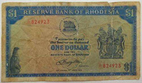 Reserve Bank Of Rhodesia One Dollar 1978