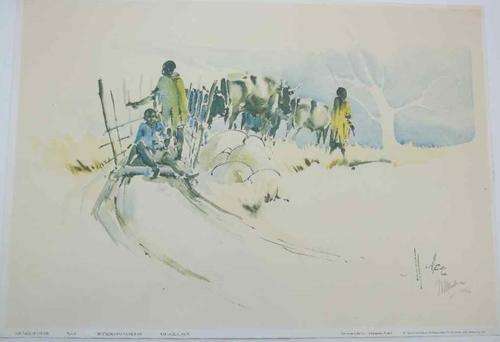 Wallace Hulley The Pace Of The Ox/Die Stadige Pas Van Die Os Signed Print 507/850 - 45cm/32cm