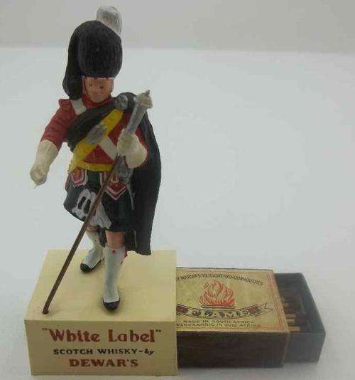 Gorgeous White Label Dewars Scotch Whisky Matchbox Holder - Height 12cm