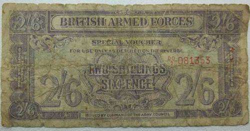 British Armed Forces Special Voucher Two Shillings Sixpence