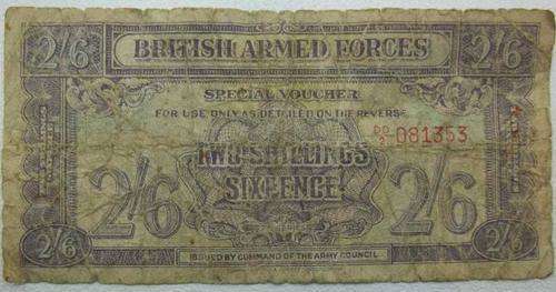 British Armed Forces Special Voucher Two Shillings Sixpence