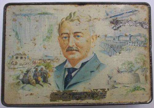 Cecil Rhodes Exhibition 1853-1953 Centenary Tin - 25,5cm/17,5cm/4,5cm