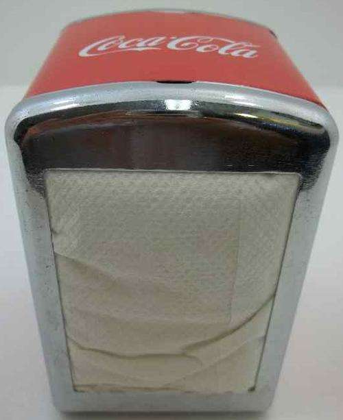 Coca Cola Tin Serviette Holder - Shanghai Huge Scents Factory - 14cm/10,5cm/9,5cm (Good Condition!)