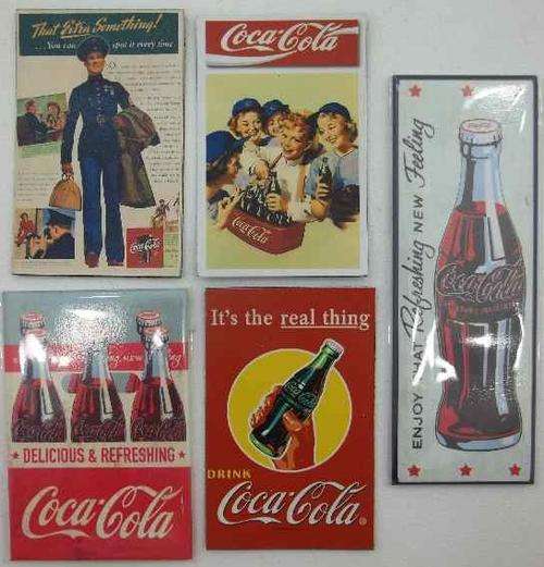 5X Coca Cola Souvenir Fridge Magnets, 2 Sealed