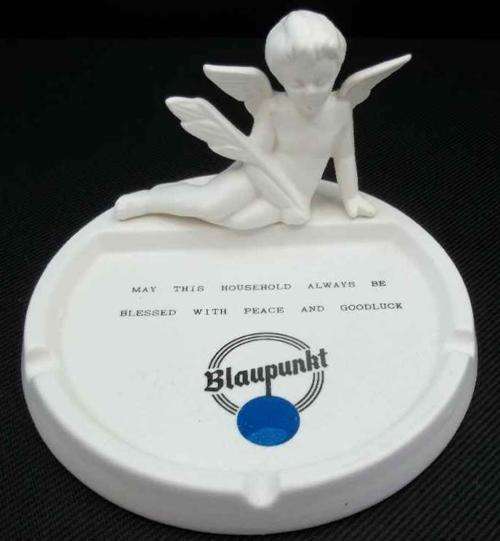 Retro Kitsch Blaupunkt Advertising Ashtray With Angel - 13,5cm/8,5cm
