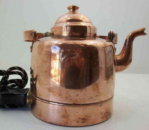 STUNNING VINTAGE COPPER SWEDISH OY PELTITEOS HELSINKI ELECTRIC KETTLE- WORKING!