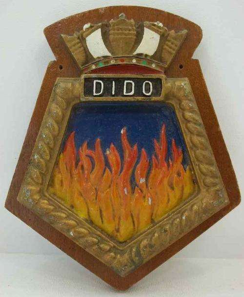 Metal On Wood Hand Painted HMS DIDO Crest - 20cm/17cm