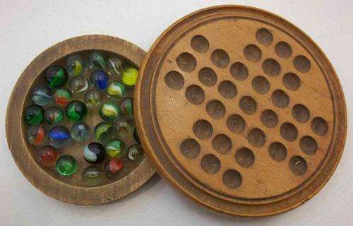 Vintage Wooden Marble Board Game + Marbles