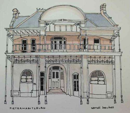 4X Sandi Beukes "Pietermarizburg" Watercolours, Each Measure 19cm/14cm