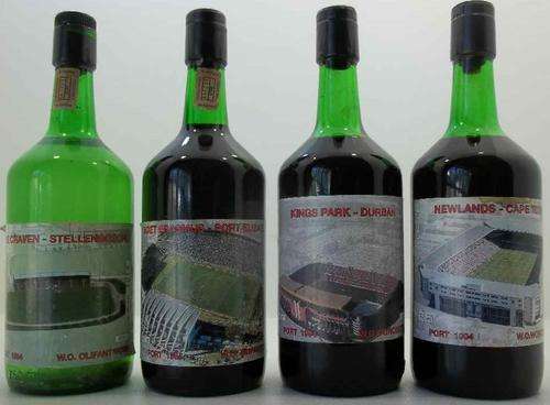 Collectible Wine!!! Rugby Stadiums 1994 Port W O Worcester/W O Olifantsriver (Kings Park - Durban; Danie Craven - Stellenbosch; Newlands - Capetown; Boet Erasmus - Port Elizabeth)