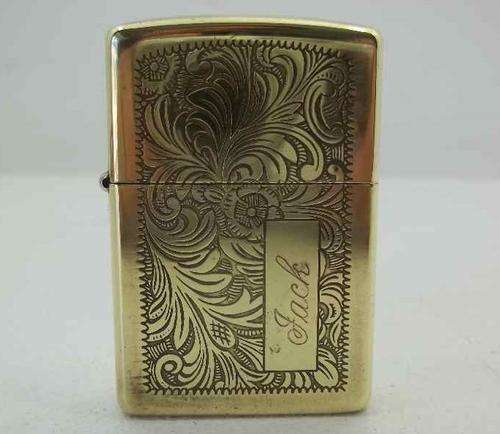 Stunning Gold Coloured Zippo Bradford, PA Made In USA XII Lighter, Engraved "Jack"