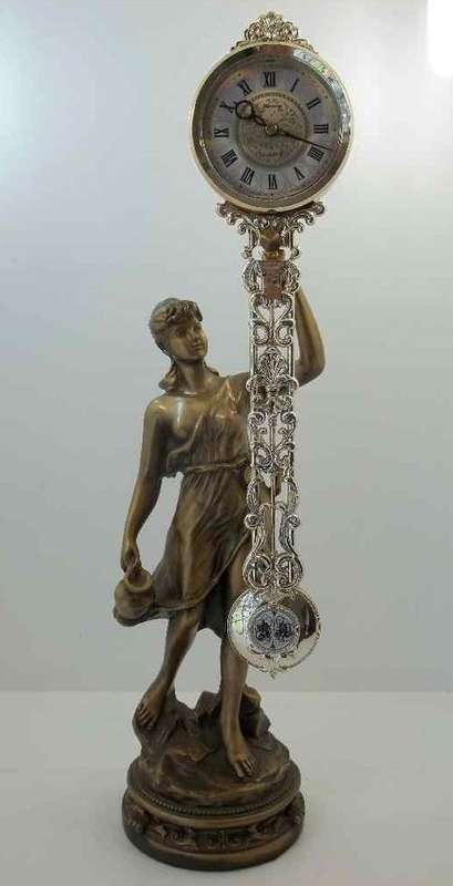 Wonderful Blessing Clock/ Plaster Gilt Statuette - Working, But Not Pendulum - 61cm/20cm/16cm
