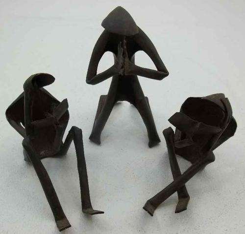 Fantastic Artistic Metal Figurine Trio - +/- 8cm/5cm/4cm Each