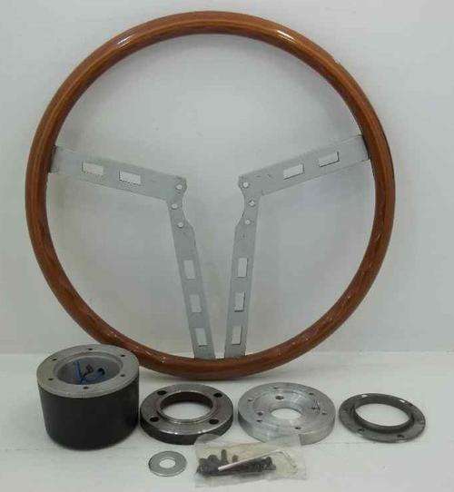 Vintage Wooden Handled Car Steering Wheel - Diameter 36cm