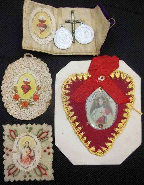 4X Beautiful Vintage Catholic Religious Holy Cloth Talismans