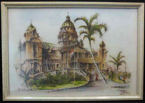 Philip Bawcombe Print Framed Behind Glass "City Hall, Durban, Natal, c1912" - 32cm/22cm