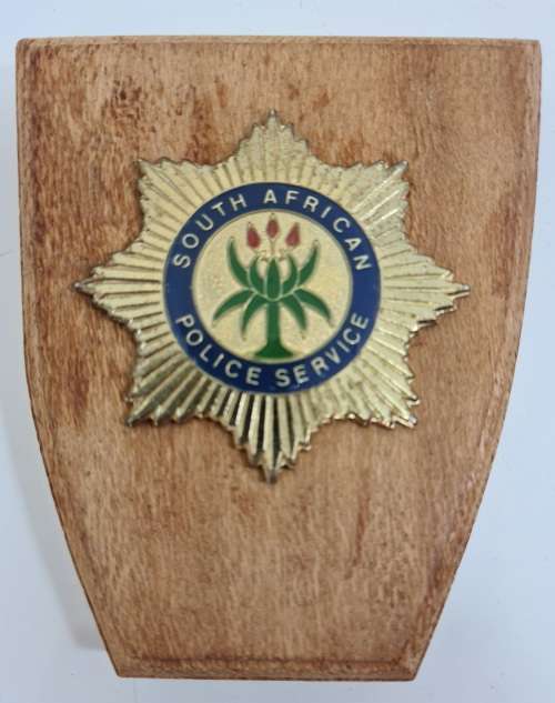 Small South African Police Commemorative Wooden Plaque - 9,5cm/10,5cm