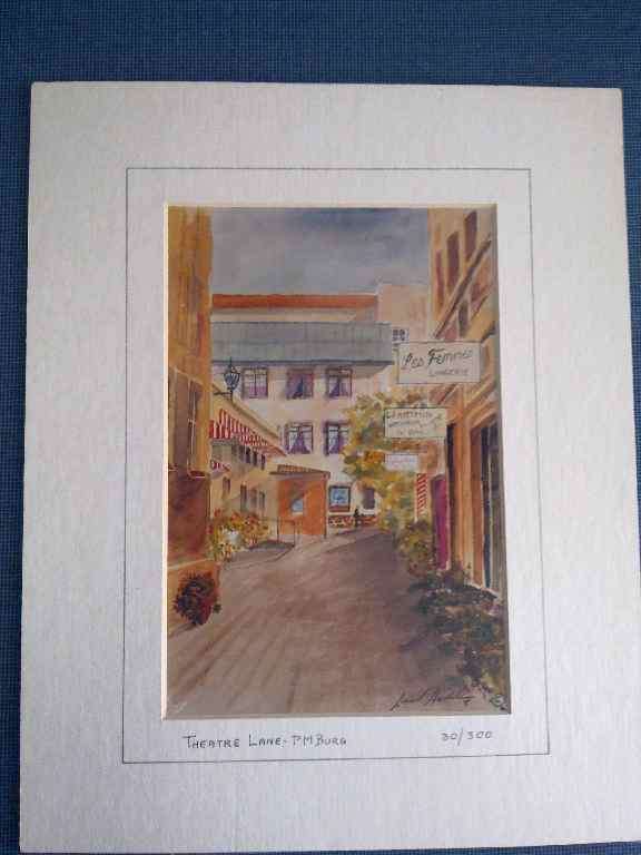 Signed Lionel Ashley Print - Theatre Lane Pietermaritzburg
