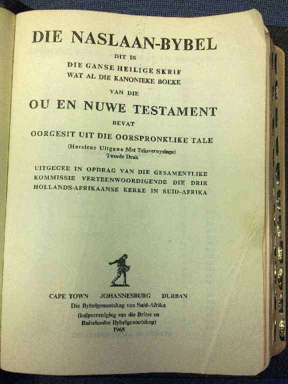 Die Bybel - Naslaan (Die Bybelgenootskap van Suid-Afrika) 1965