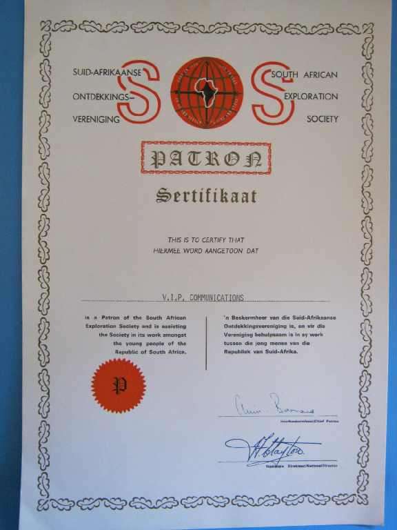 ORIGINAL PROFESSOR CHRIS BARNARD SIGNATURE (X2) - On An SOS Patron Certificate & Accompanying Letter