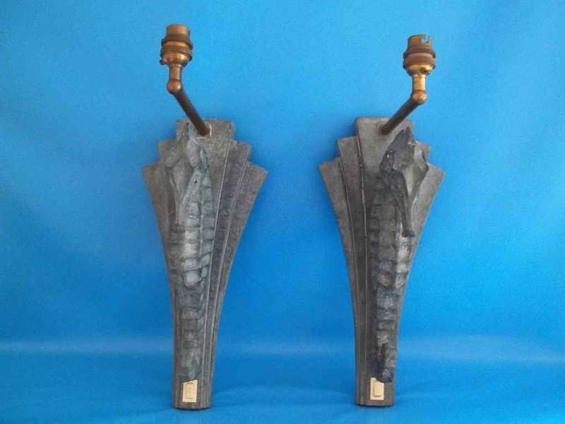 AMAZING PAIR OF SEAGREEN SEAHORSE ART DECO WALL LIGHTS!!!