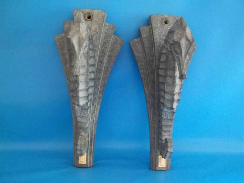 LOVELY PAIR OF SEAGREEN SEAHORSE ART DECO WALL LIGHTS!!! (Needs Light Attachments)