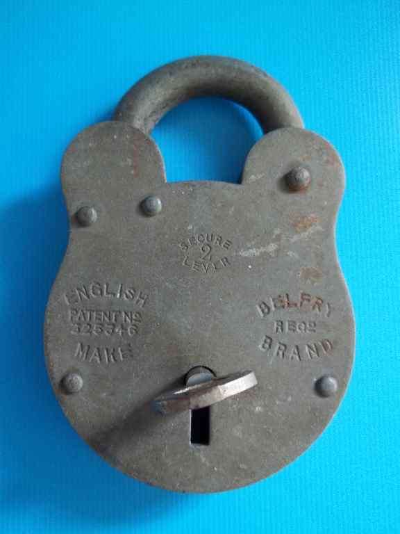 English Make Belfry Brand Patent No 325346 Lock & Key - 10cm/7cm