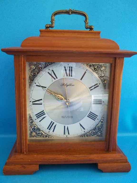 Lovely Battery Operated Rhythm Hour Strike Transistor (Japan) Chiming Case Clock - Works Perfectly