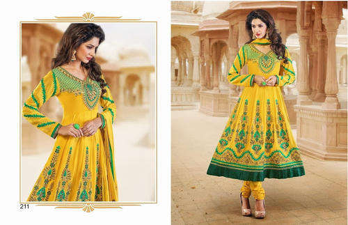 Stunning Yellow and Green Salwar Kameez with scarf