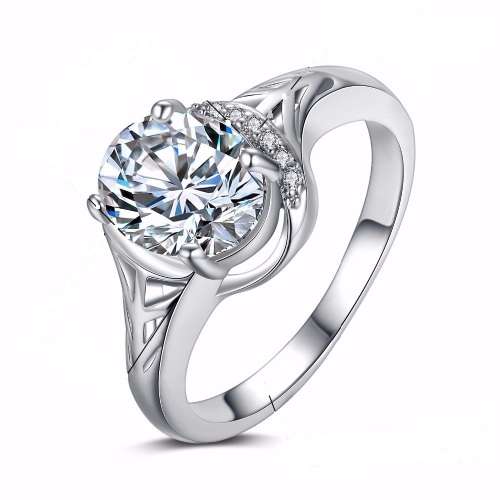 StunningHigh Quality Ring Platinum Plated Micro Pave Clear AAA Cubic Zircon Ring Size 7