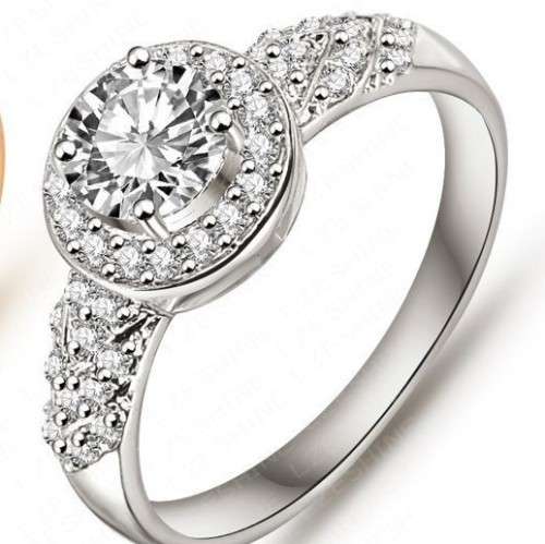 Stunning!!! Platinum Plated Plated AAA Cubic Zircon Round Ring Size 7