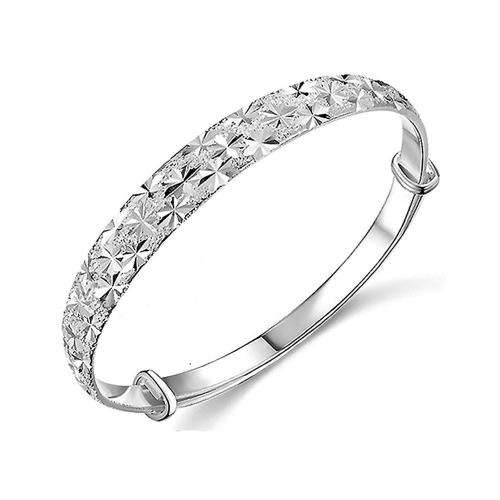 Beautiful Silver Womens Charm Bangle Bracelet 17mm