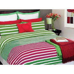 New 3 Piece Striped Cotton Duvet Set