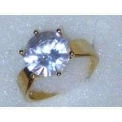 STUNNING GOLD ELECTROPLATED RING WITH HUGE SIMULATED DIAMOND SIZE 11(64.10mm)