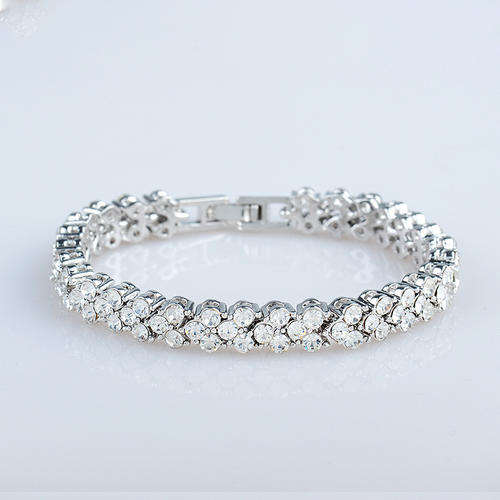 Exquisite 6.5inch White Topaz Round Cut Swarovski Crystal Elements Tennis Bracelet