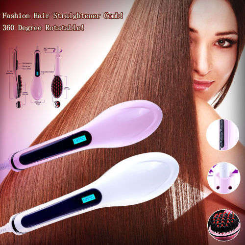 Electric Hair Straightener Comb Hot Iron Brush Auto Fast Hair Massager Tool