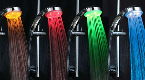 LED Light Round Rain Shower Head Stainless Steel