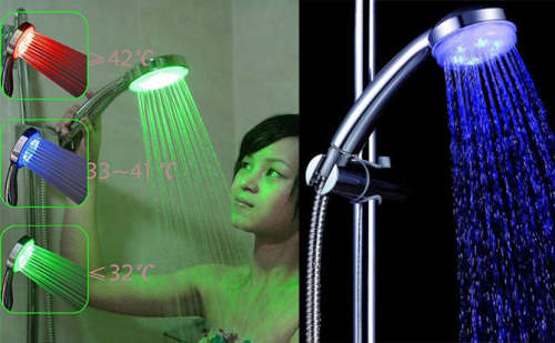 LED Light Round Rain Shower Head Stainless Steel
