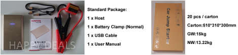 Car Jump Starter 12000mAh Auto Emergency Start Battery Charger Portable Phone Charging Power Bank