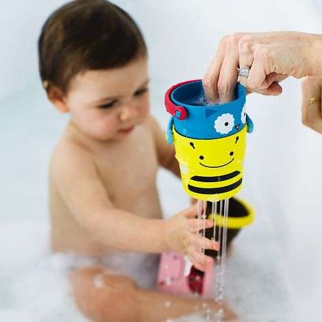 HOP Zoo Stack & Pour Buckets, Set of 5, Ages 9m+ Bath Rinse*Toy NEW Unisex