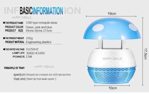 Mini USB Lamp Murderer Electronic Mosquito Repellent Light LED  Airflow Anti Insects