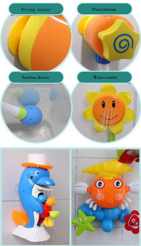 Baby Crab Windmills Bath Toy Faucet Plastic Wash Toys Spray Water Fun
