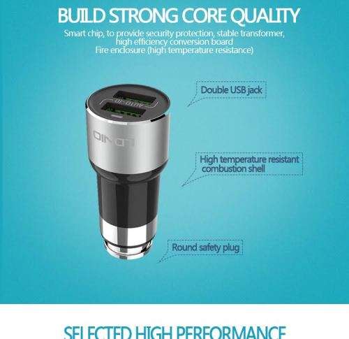 Car Charger 3.6A 2x USB LDNIO C303 silver + micro USB cable For IOS