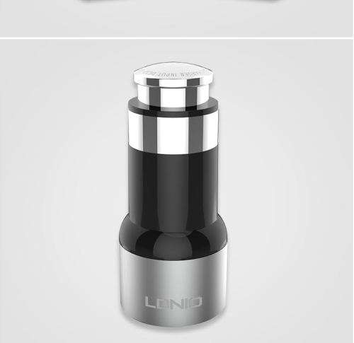 Car Charger 3.6A 2x USB LDNIO C303 silver + micro USB cable For IOS