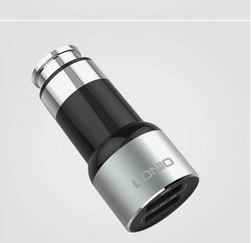 Car Charger 3.6A 2x USB LDNIO C303 silver + micro USB cable For IOS