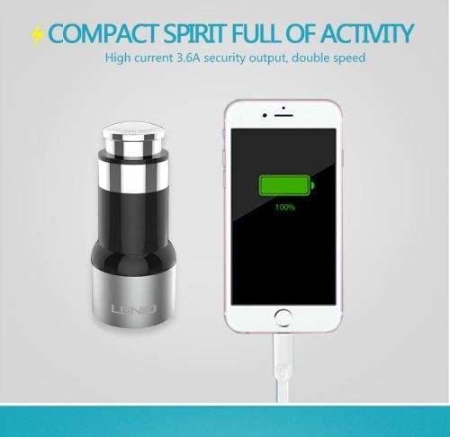 Car Charger 3.6A 2x USB LDNIO C303 silver + micro USB cable For IOS