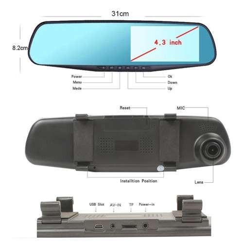 2" LCD Rear View Mirror Car DVR Camera Recorder (Black)