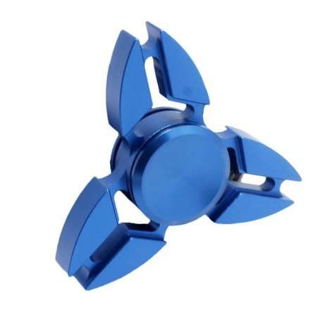 Fidget Spinner Toy Metal Stainless Steel Tri Ninja Finger Spinner Silver and Blue